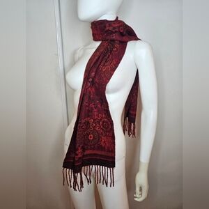 Cashmink Made In Germany Red Paisley Scarf